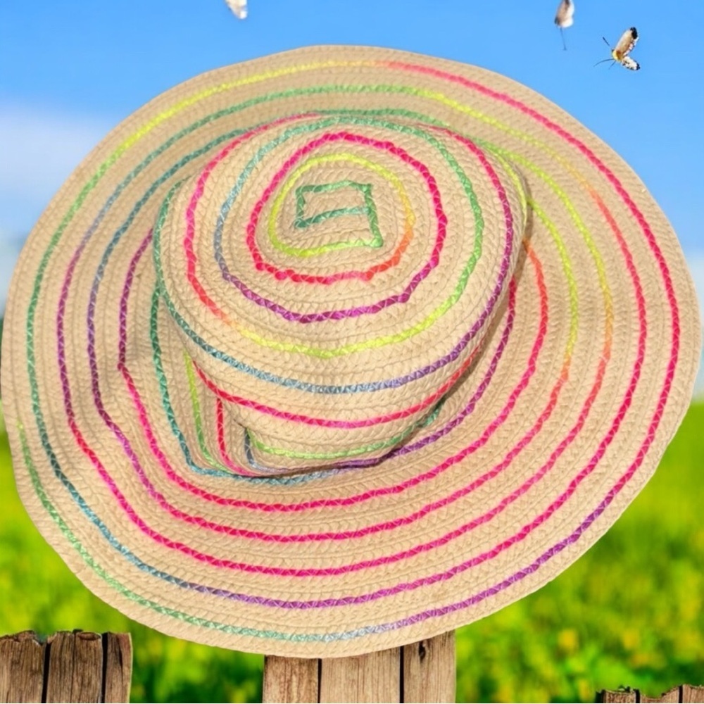 🌺Place Colorful Striped Straw Hat